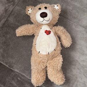 First and Main Tan Tender Teddy, Red Heart Plush Stuff Animal Toy